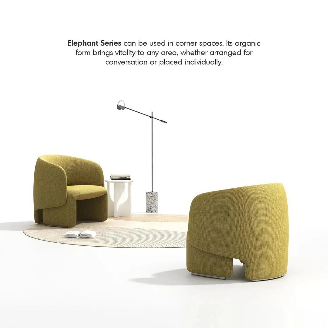 Minimalist mixed weave fabric ottoman elephant conceptual design.