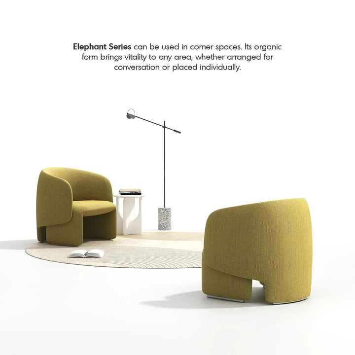 Minimalist mixed weave fabric ottoman elephant conceptual design.