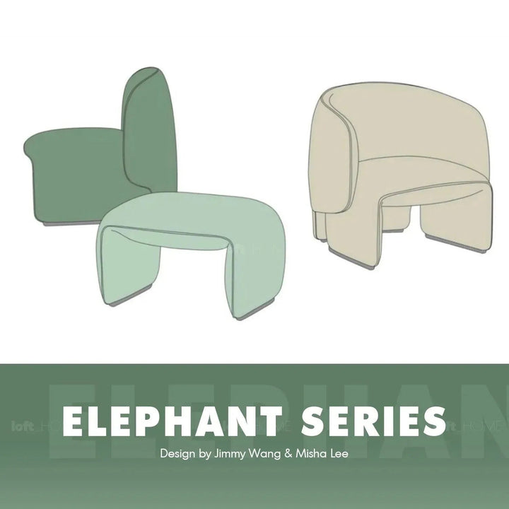 Minimalist mixed weave fabric ottoman elephant in real life style.