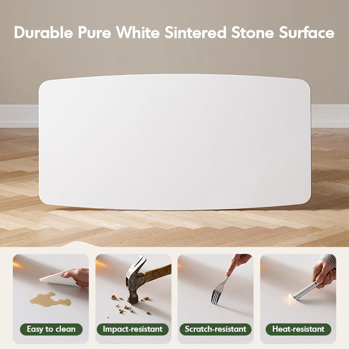 Minimalist Oak Wood Sintered Stone Height Adjustable Coffee Table LINO