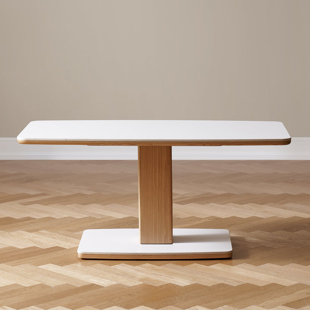 Minimalist Oak Wood Sintered Stone Height Adjustable Coffee Table LINO
