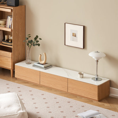 Minimalist Oak Wood Sintered Stone TV Console LINO Good to Know Preview-1