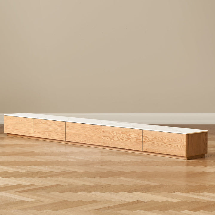 Minimalist oak wood sintered stone tv console lino detail 10.