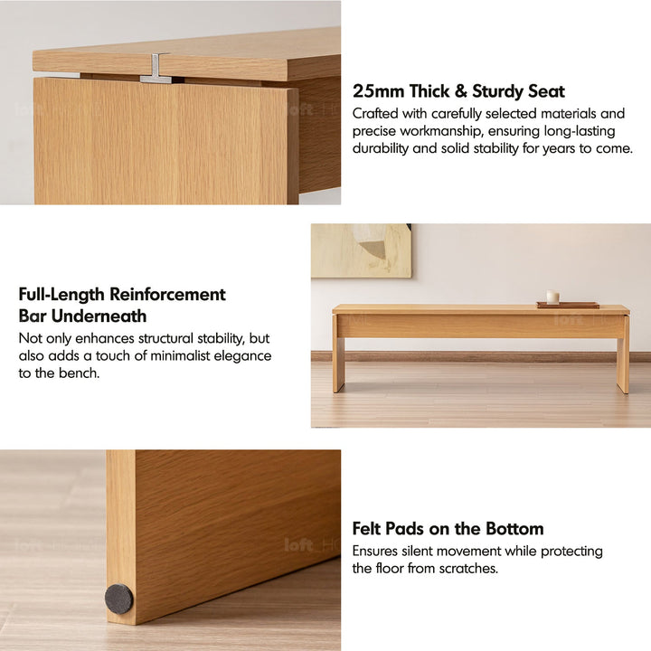 Minimalist Oak Wood Veneer Plywood Dining Bench HORIZON