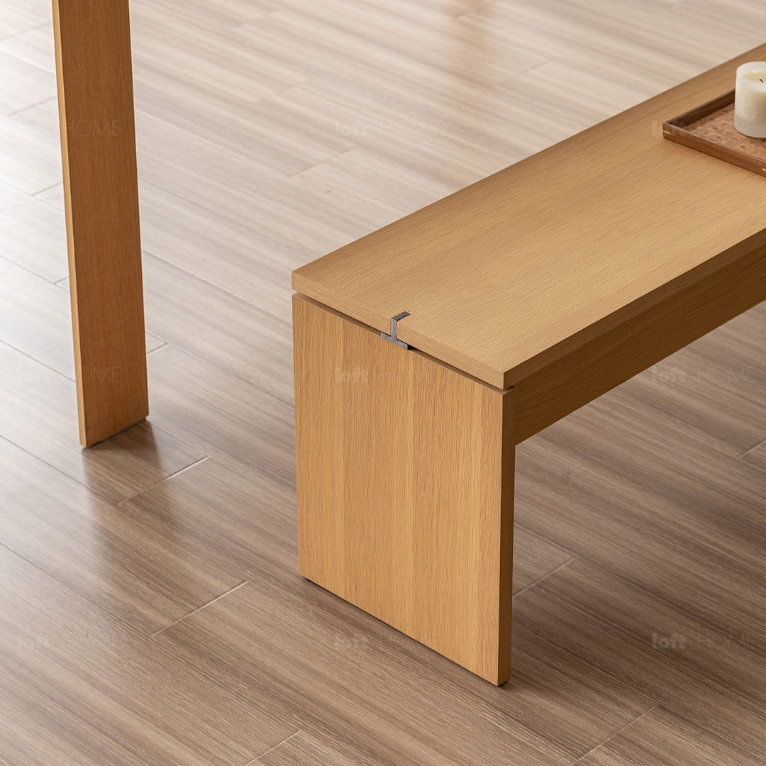 Minimalist oak wood veneer plywood dining bench horizon detail 3.