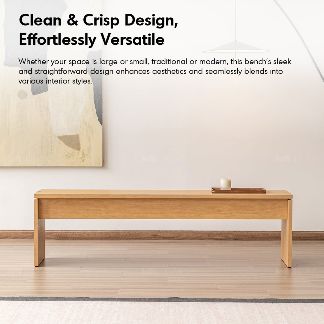 Minimalist Oak Wood Veneer Plywood Dining Bench HORIZON