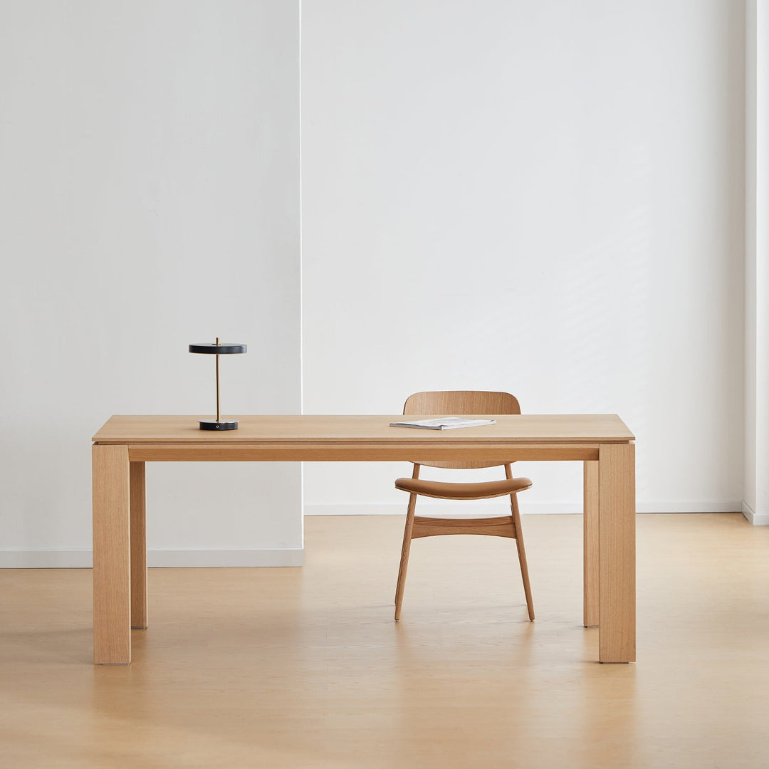 Minimalist oak wood veneer plywood dining table horizon detail 3.