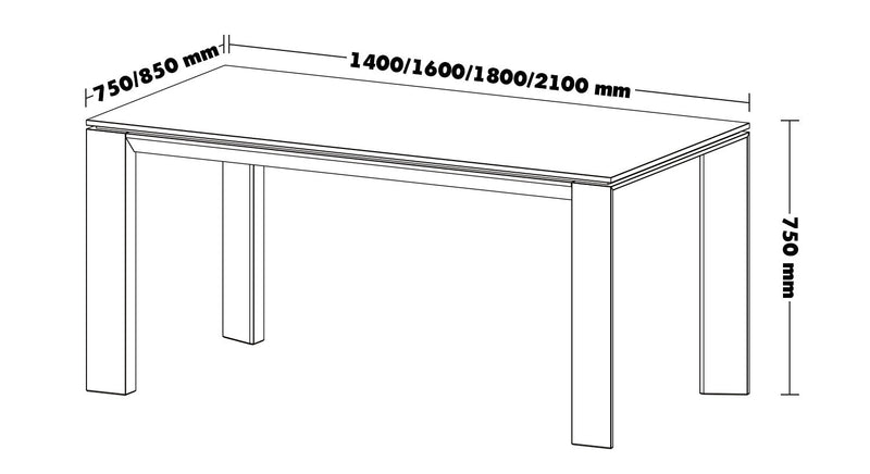 Minimalist Oak Wood Veneer Plywood Dining Table HORIZON Size Chart