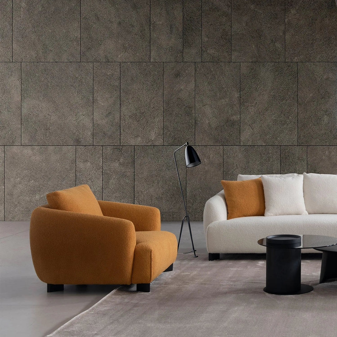 Modern Sherpa Fabric 1 Seater Sofa SAFFRON