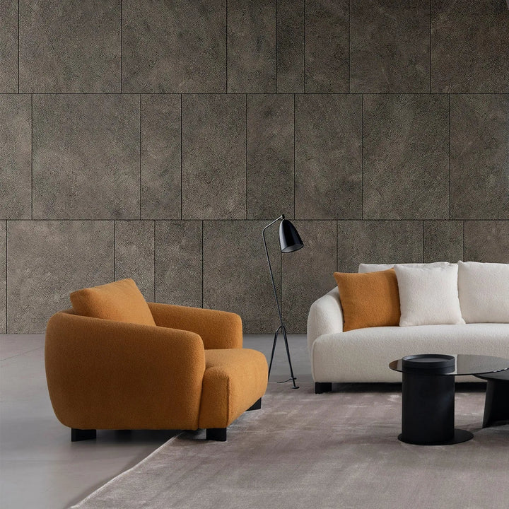 Modern Sherpa Fabric 1 Seater Sofa SAFFRON