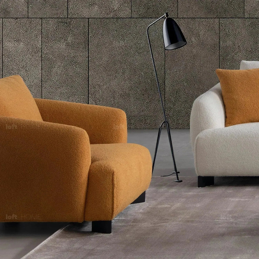 Modern Sherpa Fabric 1 Seater Sofa SAFFRON