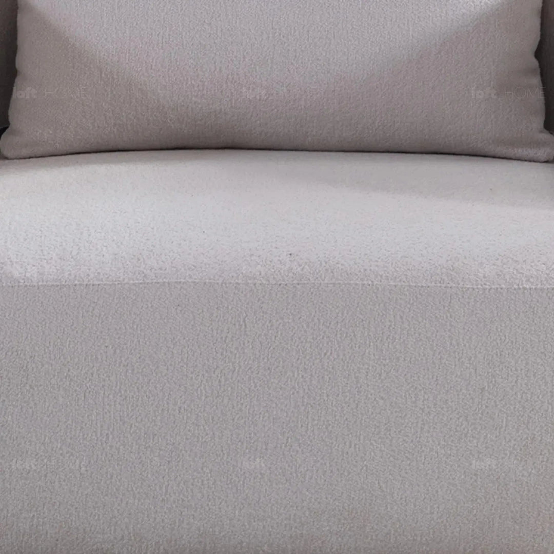 Modern sherpa fabric 1 seater sofa simplicity in panoramic view.