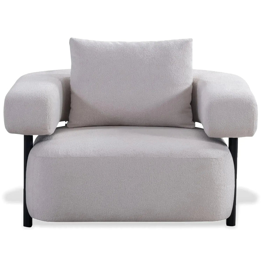 Modern sherpa fabric 1 seater sofa simplicity in white background.