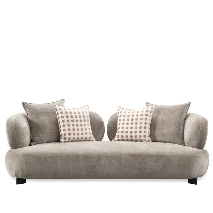 Cream sherpa fabric 2 seater sofa calyx in white background.