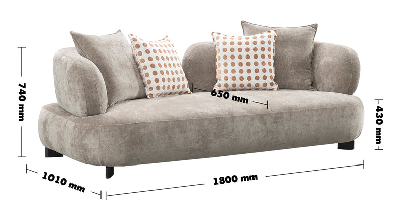 Cream Sherpa Fabric 2 Seater Sofa CALYX Size Chart