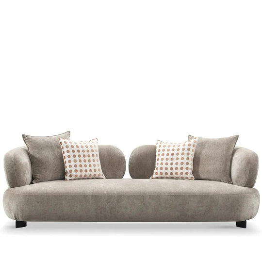 Cream sherpa fabric 3 seater sofa calyx in white background.