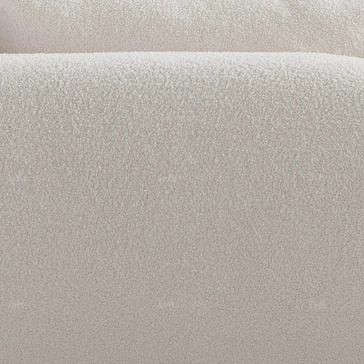 Modern sherpa fabric 5 seater sofa saffron in panoramic view.
