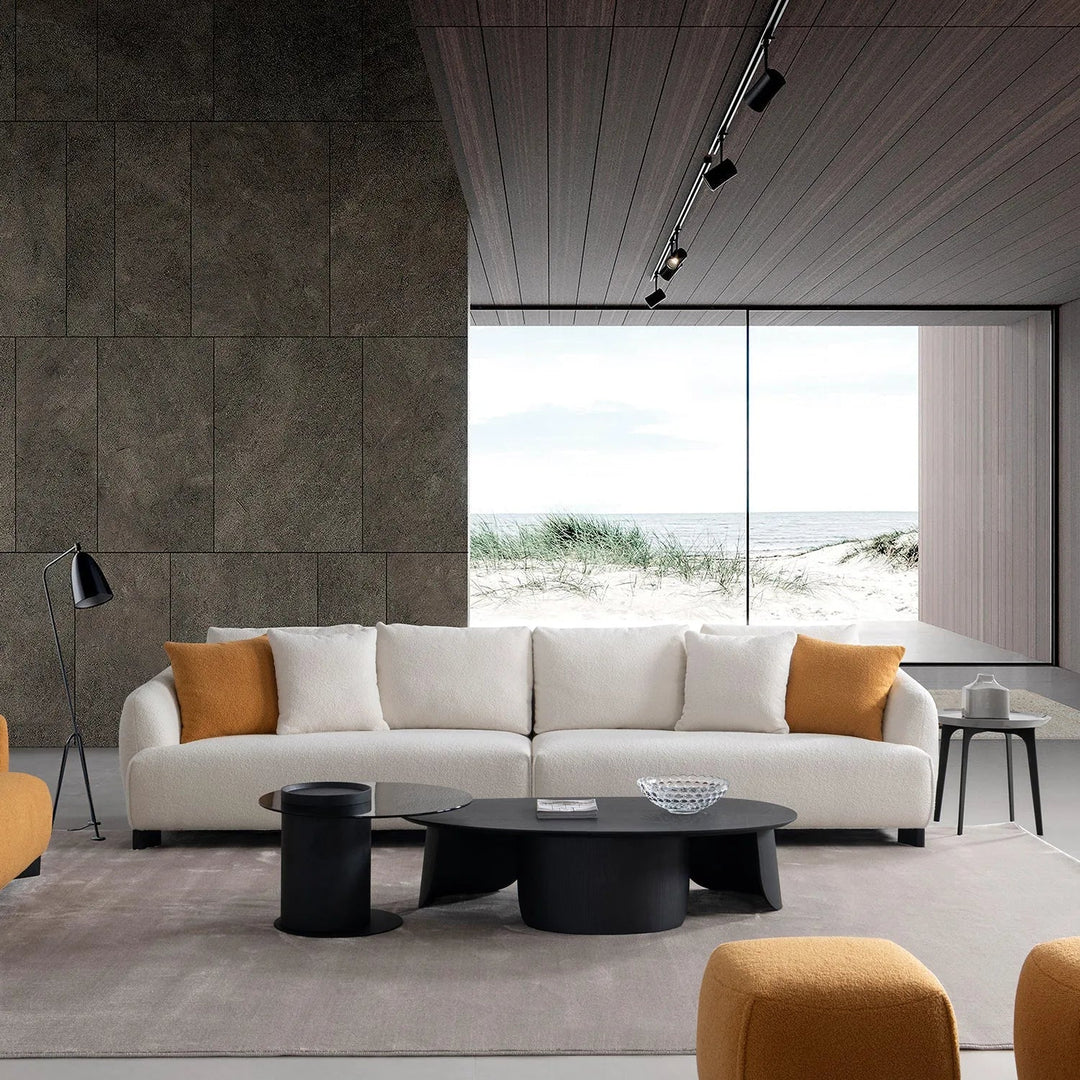 Modern Sherpa Fabric 5 Seater Sofa SAFFRON