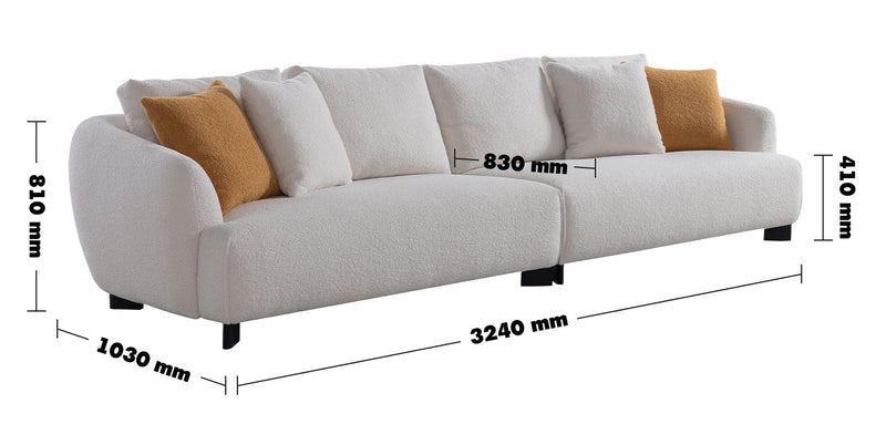 Modern Sherpa Fabric 5 Seater Sofa SAFFRON Size Chart