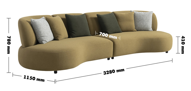 Cream Sherpa Fabric 5 Seater Sofa ARCH Size Chart