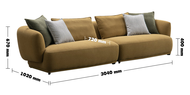 Modern Sherpa Fabric 4 Seater Sofa BERLIN Size Chart