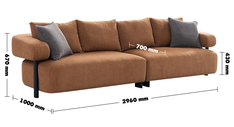 Modern Sherpa Fabric 4 Seater Sofa ECHO Size Chart