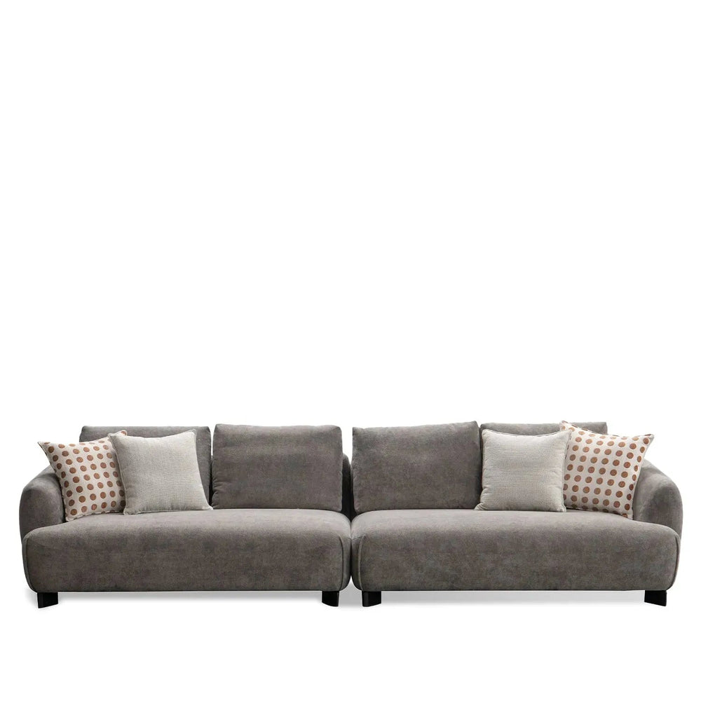 Modern sherpa fabric 5 seater sofa grand in white background.