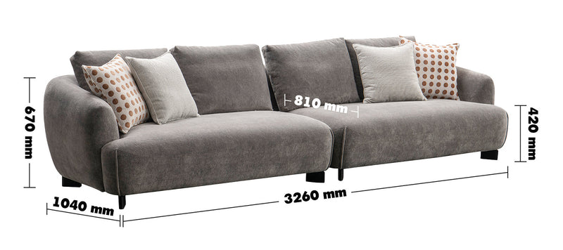 Modern Sherpa Fabric 5 Seater Sofa GRAND Size Chart