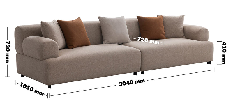 Minimalist Sherpa Fabric 4 Seater Sofa NOBLE Size Chart