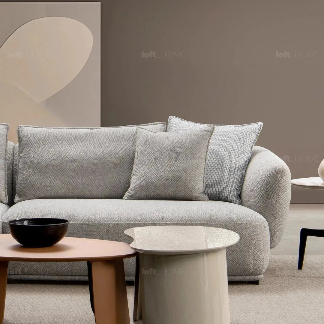 Modern sherpa fabric l shape sectional sofa granitova 3+l in close up details.