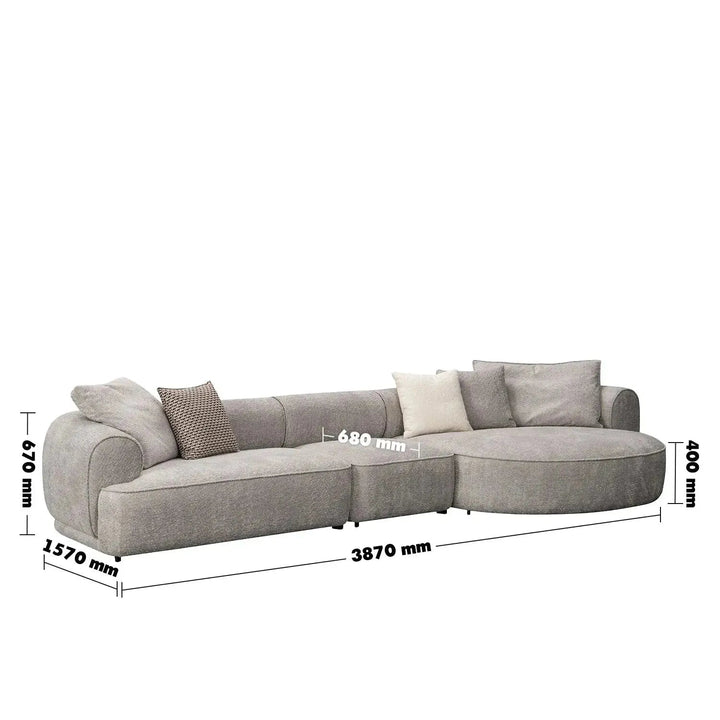 Minimalist Sherpa Fabric L Shape Sectional Sofa LIVING 4+L