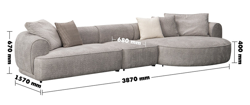 Minimalist Sherpa Fabric L Shape Sectional Sofa LIVING 4+L Size Chart