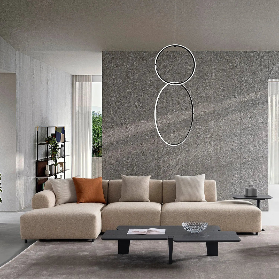 Minimalist Sherpa Fabric L Shape Sectional Sofa NOBLE 4+L