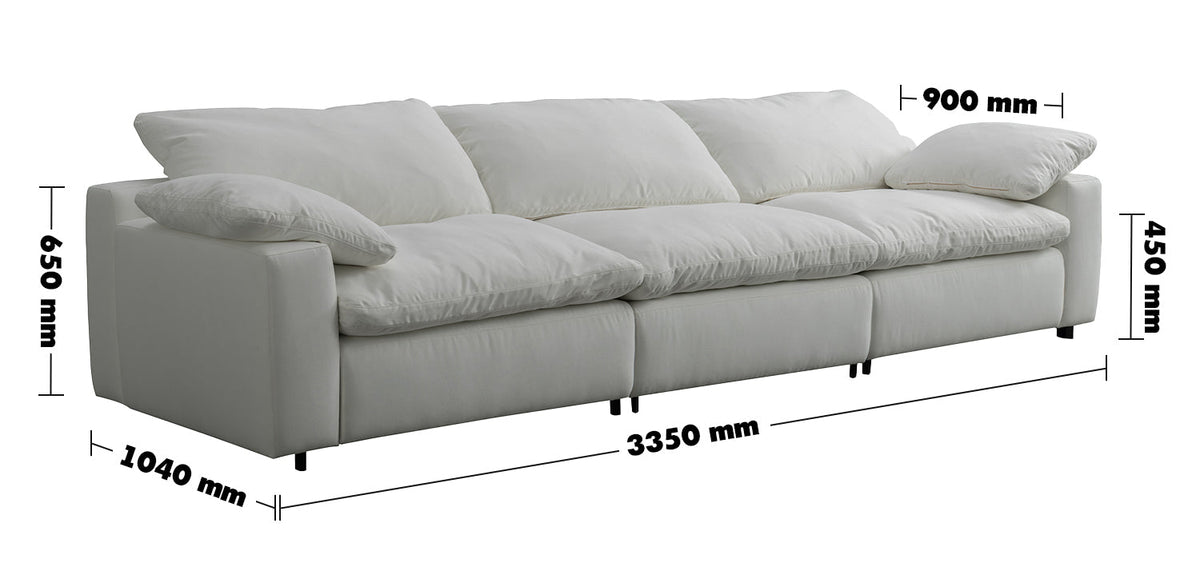 Minimalist Suede Fabric 5 Seater Sofa CLOUD Size Chart