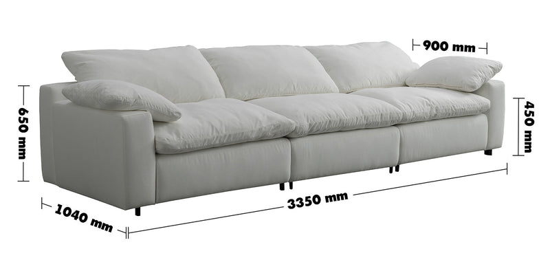 Minimalist Suede Fabric 5 Seater Sofa CLOUD Size Chart
