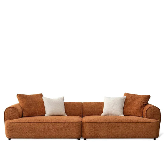 Minimalist teddy fabric 4 seater sofa elegant in white background.