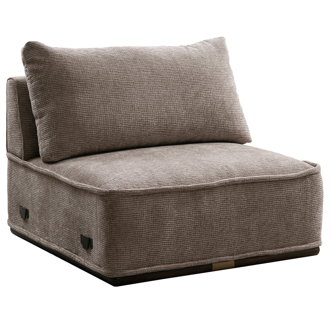 Minimalist corduroy velvet fabric modular armless 1 seater sofa cordy in white background.