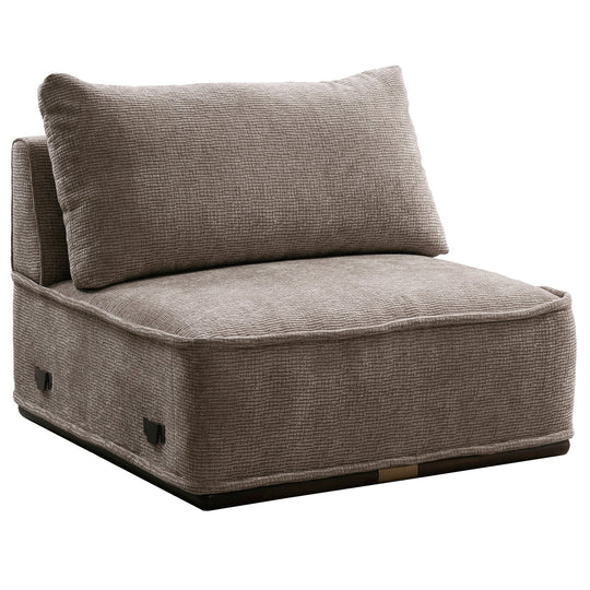 Minimalist corduroy velvet fabric modular armless 1 seater sofa cordy in white background.