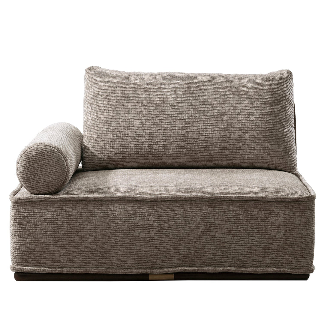 Minimalist corduroy velvet fabric modular corner 1 seater sofa cordy in panoramic view.