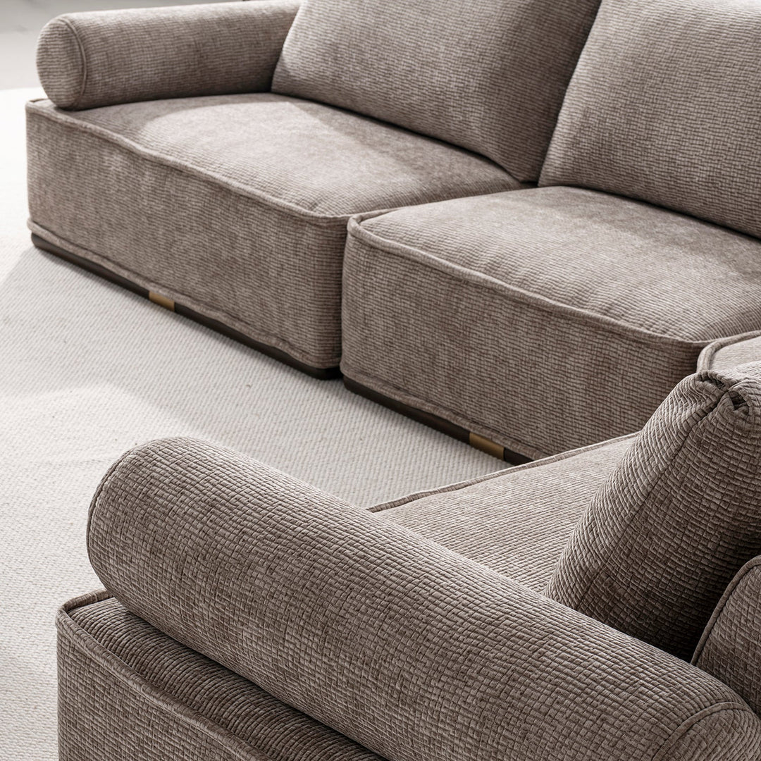 Minimalist corduroy velvet fabric modular corner 1 seater sofa cordy material variants.