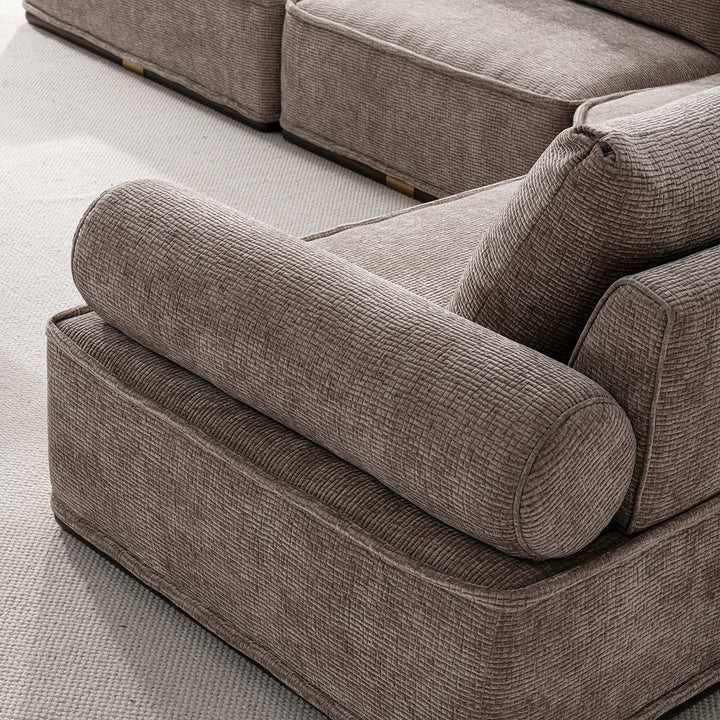 Minimalist corduroy velvet fabric modular l shape sectional sofa 4+l cordy material variants.