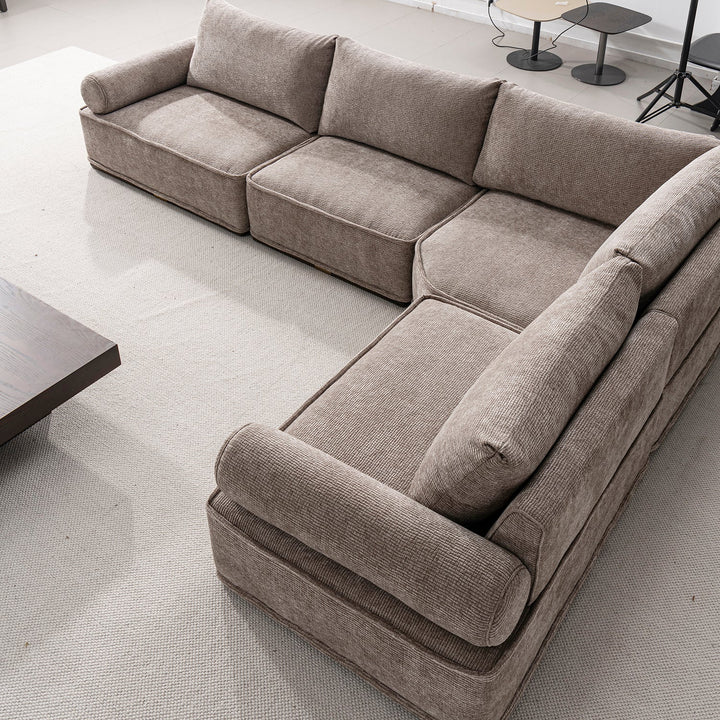 Minimalist corduroy velvet fabric modular l shape sectional sofa 4+l cordy with context.