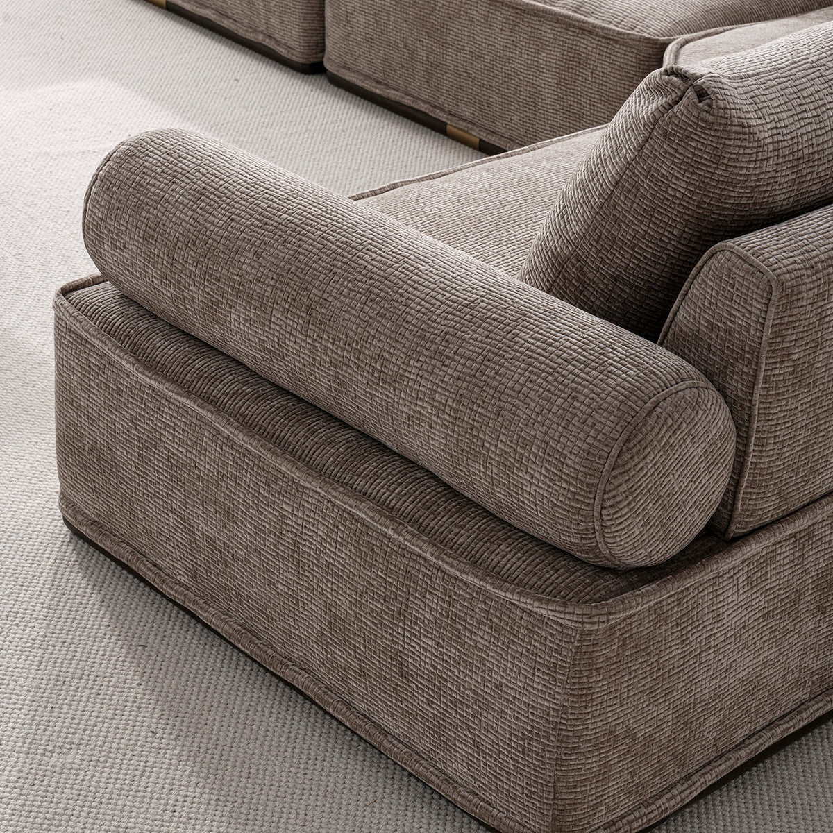 Minimalist corduroy velvet fabric sectional 3 seater sofa cordy material variants.