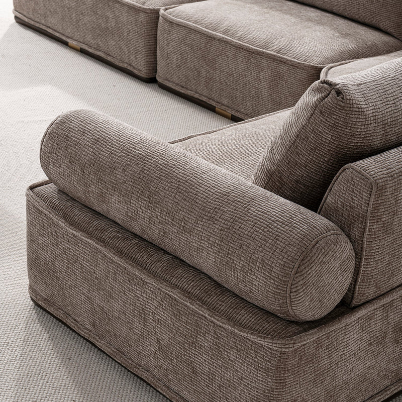 Minimalist corduroy velvet fabric sectional 5 seater sofa cordy material variants.