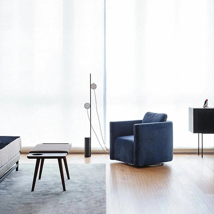 Minimalist fabric 1 seater revolving sofa variegated detail 3.