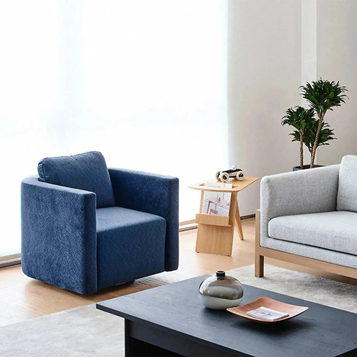 Minimalist fabric 1 seater revolving sofa variegated detail 2.