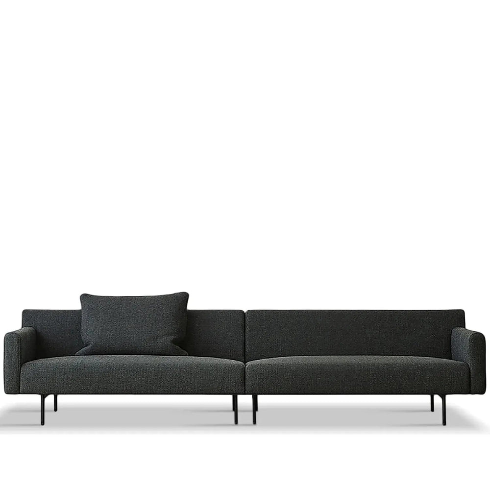 Minimalist fabric 3.5 seater sofa ann in white background.