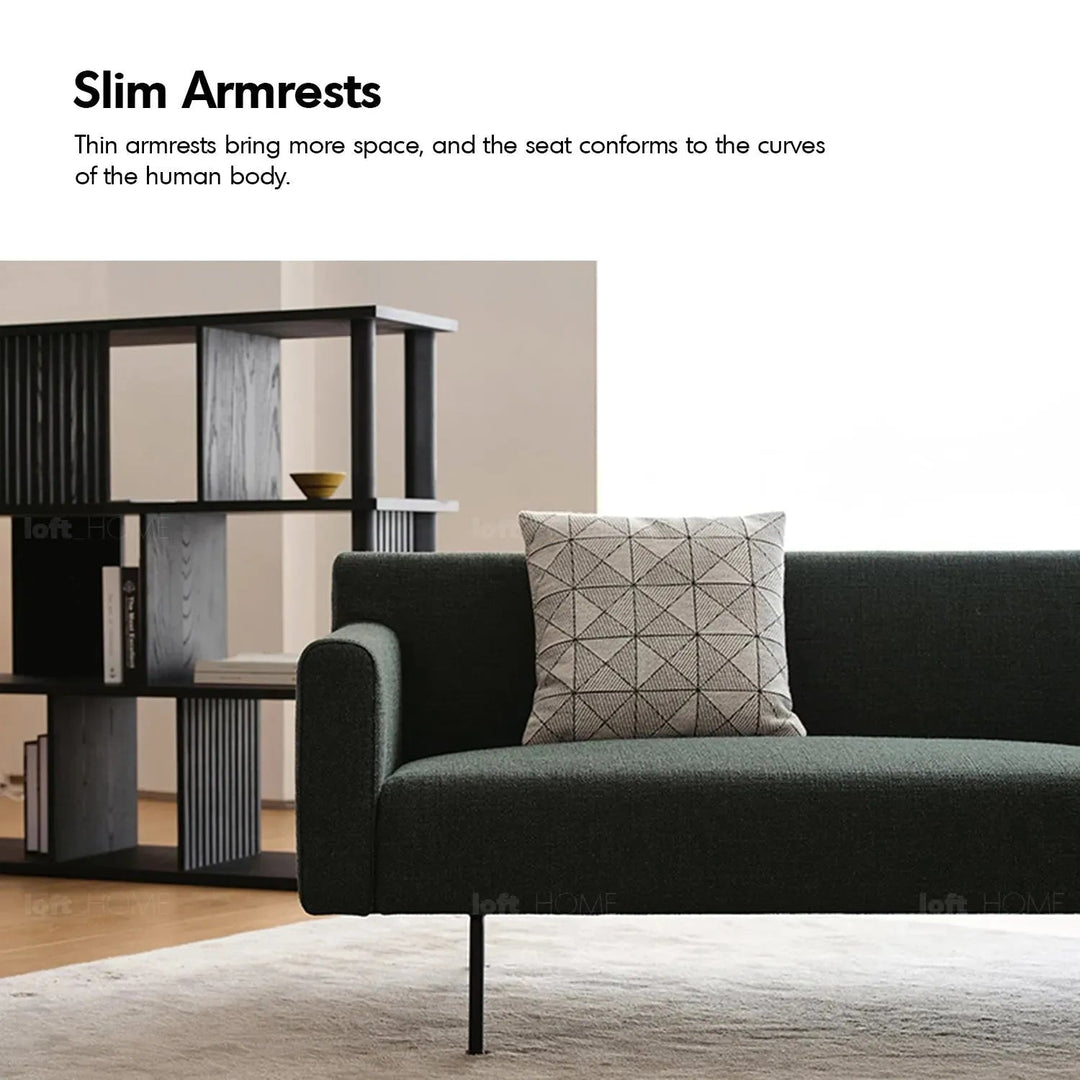 Minimalist fabric 3.5 seater sofa ann with context.