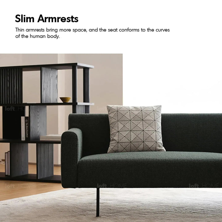 Minimalist fabric 3.5 seater sofa ann with context.