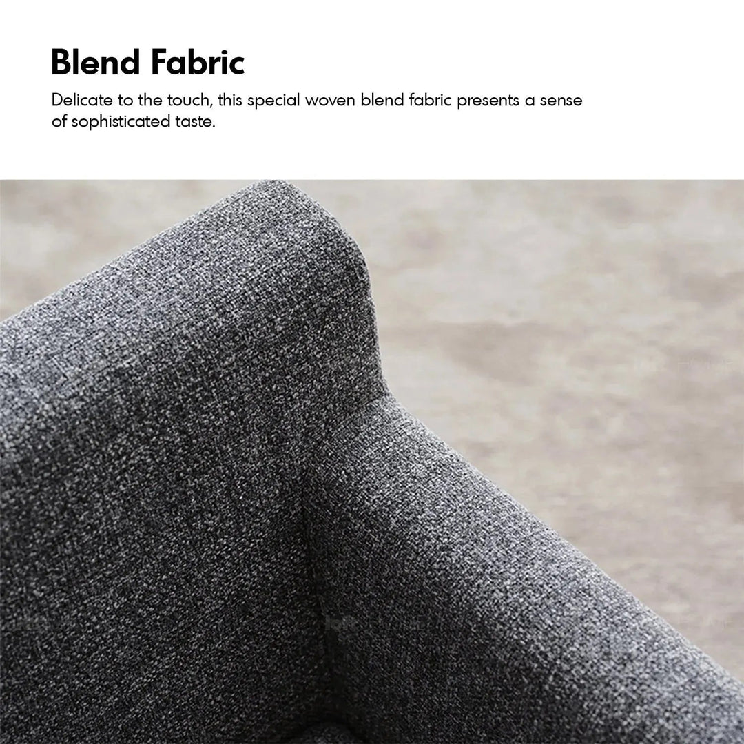 Minimalist fabric 3.5 seater sofa ann in close up details.